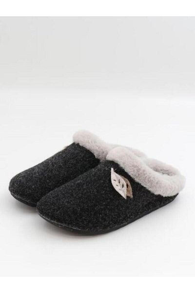 BENTO Women's Winter Felt Black House Slippers 9529