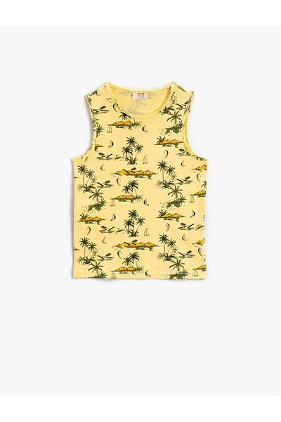 Koton Palm Tree Printed Athlete Crew Neck Cotton