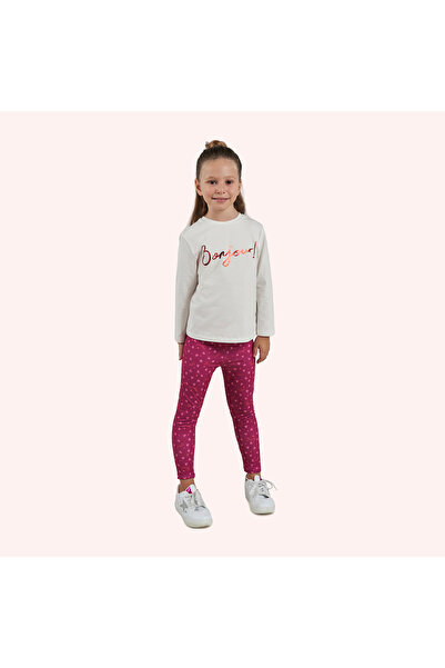 Panço Kız Çocuk Desenli Kırmızı Tayt