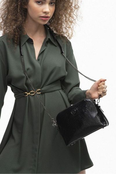 Valentino Orlandi Black Patent Leather Women's Crossbody Monogram Bag - Vlt044