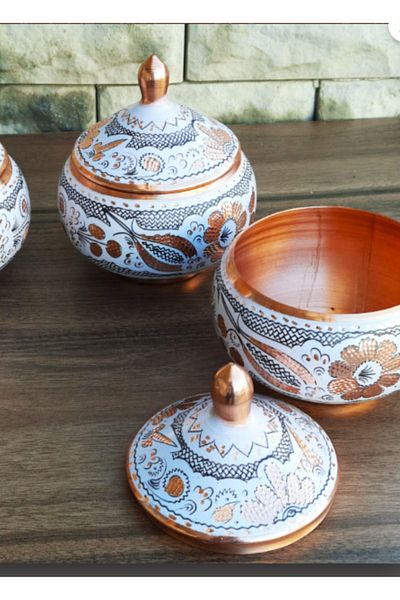 Efsoon Organics 400 ml White Bosnia Copper Spice Rack Triple Set