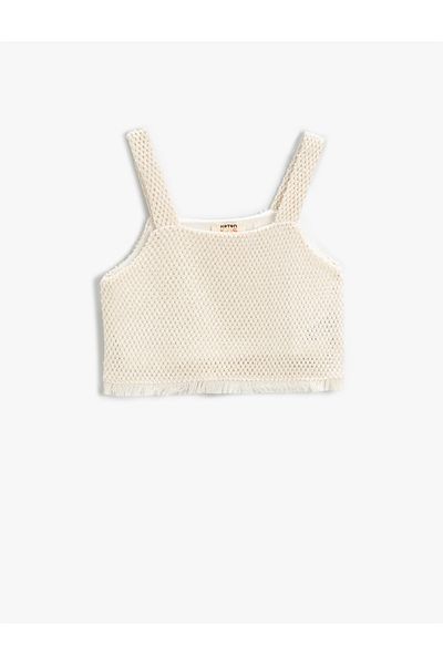Koton Crop Top Χοντρό λουράκι υφαντό U γιακά