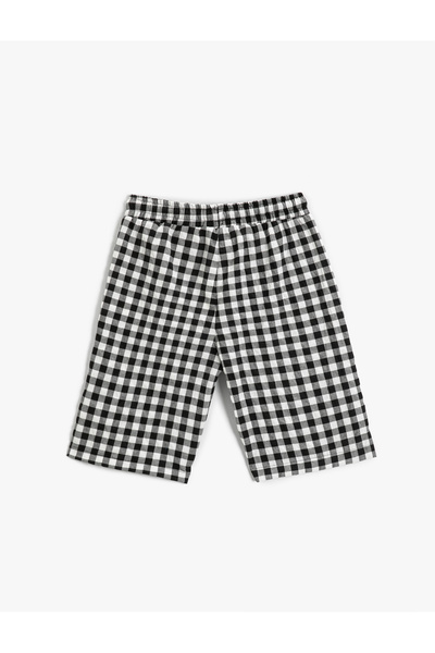 Koton Kostkované šortky se zavazováním v pase nad koleny