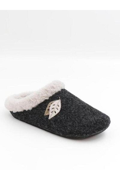 BENTO Women's Winter Felt Black House Slippers 9529