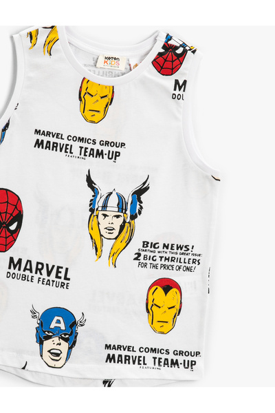 Koton Marvel Printed Top Licensed Sleeveless Crew Neck Cotton