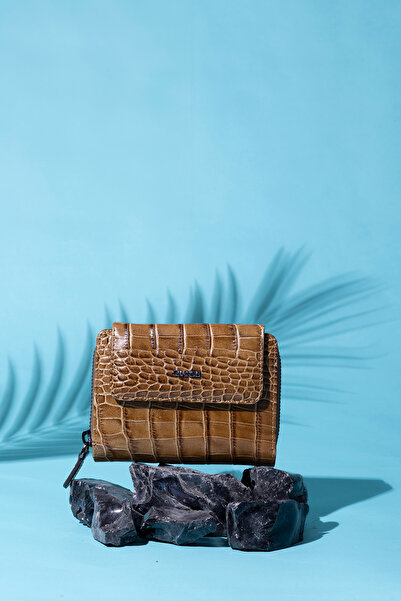 Grande Γυναικείο πορτοφόλι από γνήσιο δέρμα μοντέλο 3802 - Σχέδιο καρυδιάς κροκόδειλου