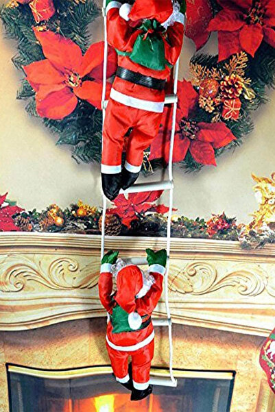 Parti dolabı 2'li Merdiven Tırmanan Noel Baba Yılbaşı Süs Noel Ağacı Dekor Yeni Yıl Ev Kapı Duvar Dekorasyon