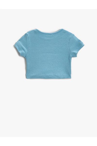 Koton Crop T-Shirt με στάμπα κοντομάνικο λαιμόκοψη