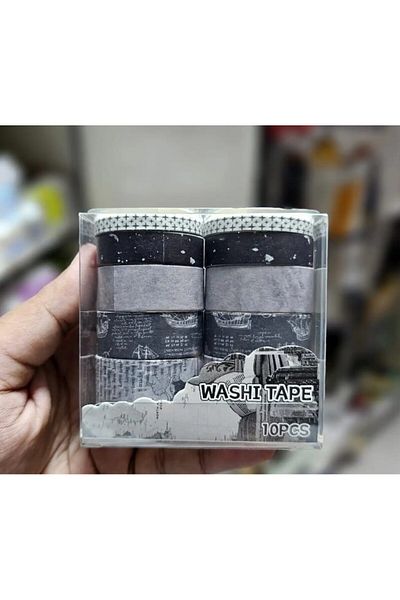 Limmy Vintage Washi Tape - Ασπρόμαυρο μοτίβο, αυτοκόλλητο χαρτί κάλυψης 10 Συσκευασία - Χάρτης Παλιού Κτιρίου
