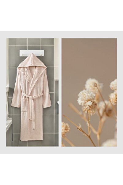 Rebeka Home Collection Ζευγάρι μπουρνούζι Nature Anthracite Beige με κουκούλα