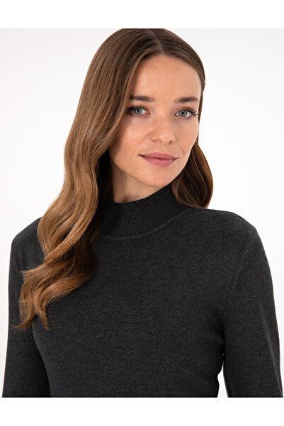 Pierre Cardin Anthracite Slim Fit Half Fisherman Basic Sweater 50290578-Vr006