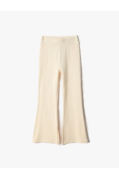 Koton Spanische Leggings mit geschlitztem Bein, elastischer Bund, gerippt