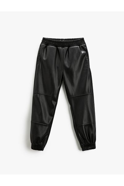 Koton Jogger kalhoty koženého vzhledu s elastickými kapsami v pase