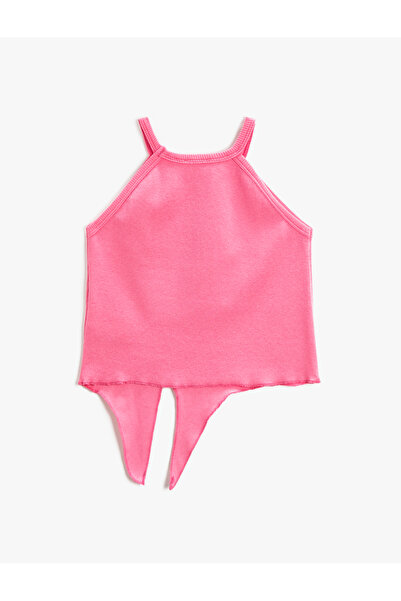 Koton Crop Top Žebrovaná ohlávka s výstřihem z bavlny