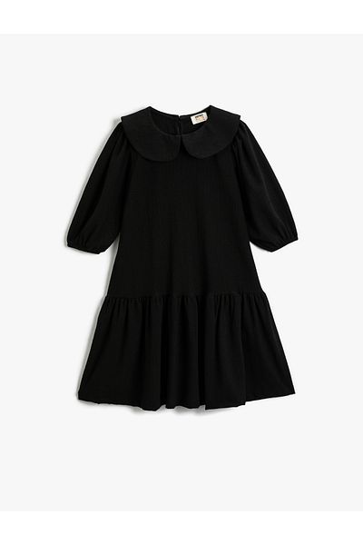 Koton Kleid mit weitem Babykragen, Ballonärmeln, geschichteten Rüschen