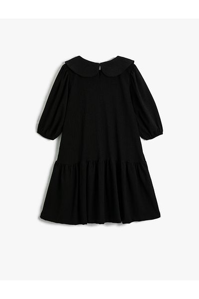 Koton Kleid mit weitem Babykragen, Ballonärmeln, geschichteten Rüschen