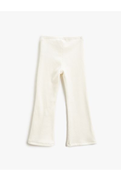 Koton Basic Ribbed Flared Trousers High Waist Elastic Waist