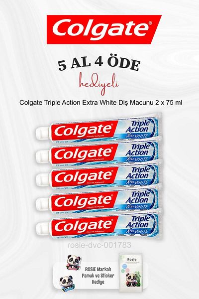 Colgate Triple Action Extra White Toothpaste - 2 X 75 Ml, Buy 5 Get 4, Rosie Cotton