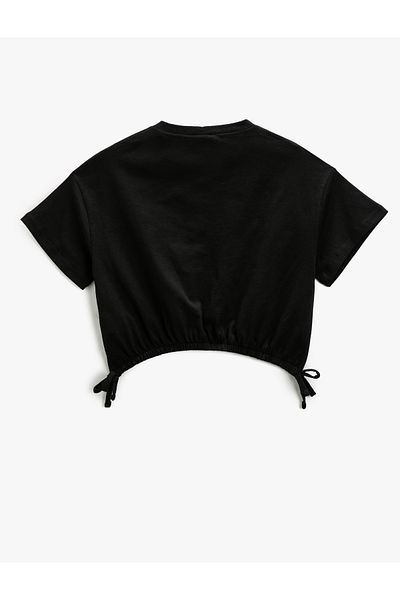 Koton Crop T-shirt Slim Fit κοντομάνικο γυαλιστερό εμπριμέ βαμβακερό