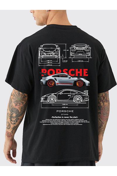 Uniquetex PRSCH - T-Shirt με στάμπα αυτοκινήτου VEK Oversize