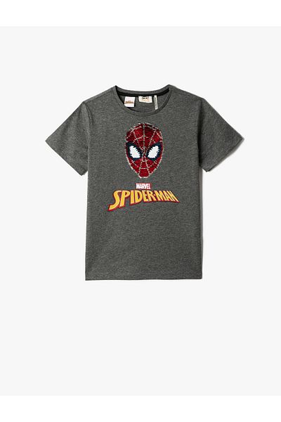 Koton Spiderman Printed Short Sleeve T-Shirt Licensed Crew Neck