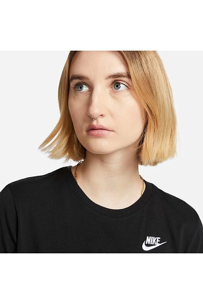 Nike Round Neck Black-Grey-Silver Women's T-Shirt Dx7902-010 W Nsw Tee Club