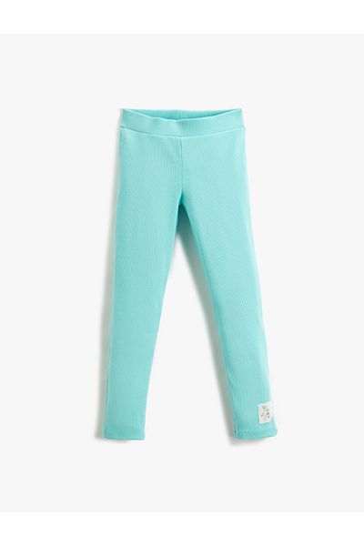 Koton Basic Ribbed Leggings Cotton Elastic Waist Label Detailed