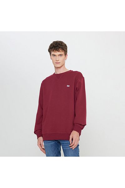 Lee Men's - 100% Cotton Crew Neck Fleece Claret Red Sweatshirt (Regular Fit)