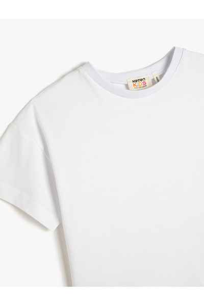 Koton Alapszintű póló hátsó ablak részleteivel, rövid ujjú, környakú pamut