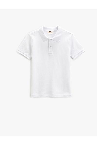 Koton Basic Polo Neck T-Shirt Short Sleeve Button Detailed