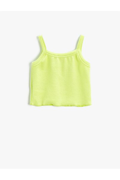 Koton Crop Top με ριμπ εμπριμέ λεπτές τιράντες