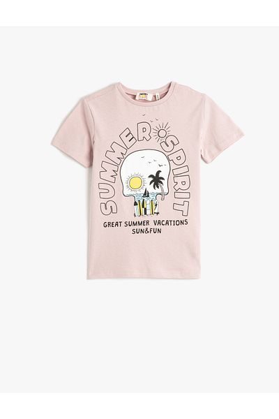 Koton Skull Printed Short Sleeve T-Shirt Crew Neck Cotton