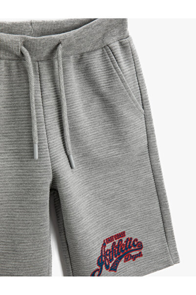 Koton Beli Bağlamalı Şort Cepli Baskı Detaylı Pamuklu