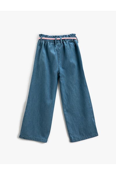 Koton Palazzo Jeans with Belt, Elastic Waist, Cotton