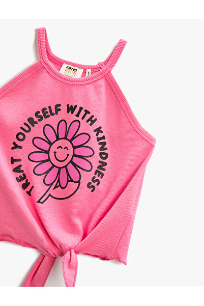 Koton Crop Top Žebrovaná ohlávka s výstřihem z bavlny