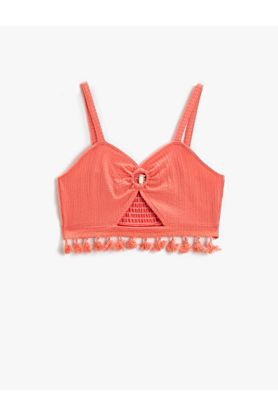 Koton Crop Top με φούντες και λεπτομέρεια παραθύρου