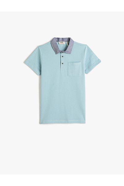 Koton Tricou cu gât polo, cu mânecă scurtă, cu un singur buzunar, bumbac