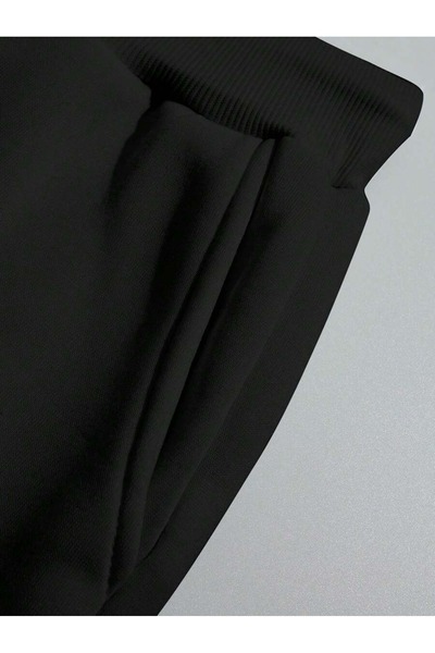 Marco Fresco Μαύρο ανδρικό σετ αθλητικών κοστουμιών oversized Basic με κουκούλα i Never Trust με τύπωμα από βαμβάκι