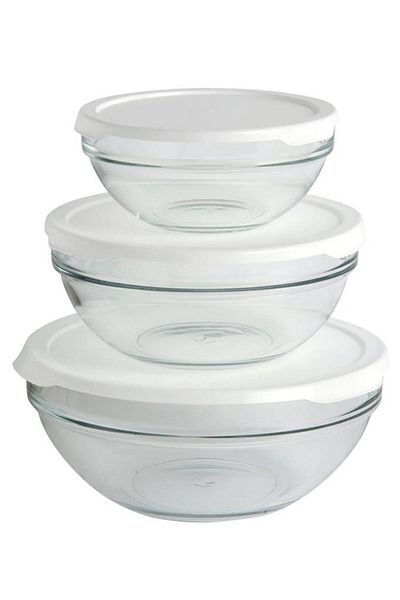 Paşabahçe 98304 Chefs - Set of 3 Large Glass Bowl Storage