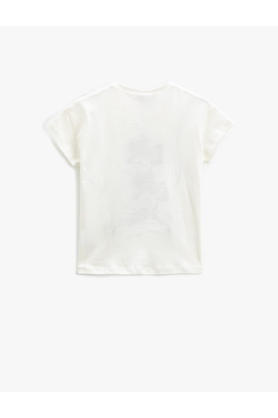 Koton Minnie Mouse póló, nyomott mintás, licencelt flitterekkel és flitterekkel hímzett, rövid ujjú, kerek nyakú