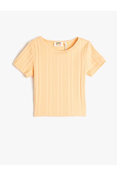 Koton Crew Neck Ribbed Short SleeveCropT-shirt