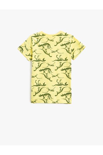 Koton Dinosaur Printed Short Sleeve T-Shirt Crew Neck