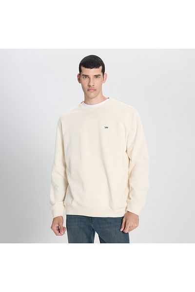 Lee Crew Neck 100% Cotton Regular Fit Off-White Sweatshirt