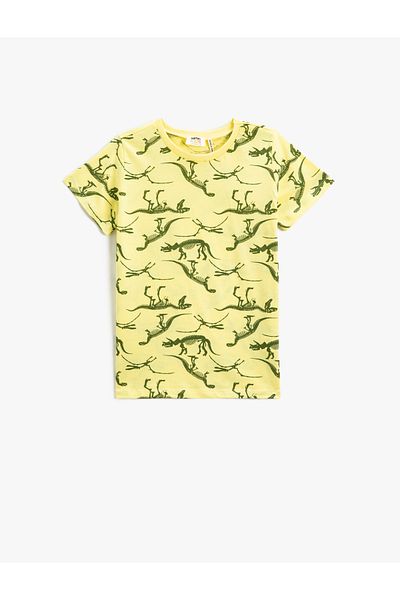 Koton Dinosaur Printed Short Sleeve T-Shirt Crew Neck