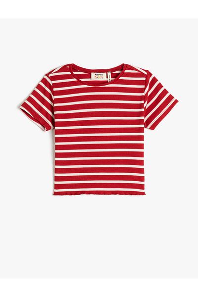 Koton Crop T-Shirt Short Sleeve Crew Neck Slim Fit Ribbed