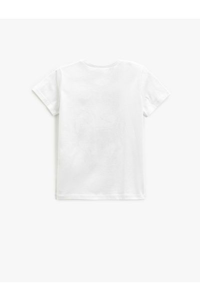 Koton T-Shirt mit Totenkopf-Print, kurzärmelig, Rundhalsausschnitt aus Baumwolle