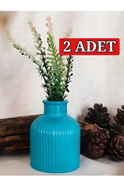 E.M.S AVM 2 Adet Vazo Çizgili Vazo Pampas Vazosu Yapay Ve Kuru Çiçek Vazosu T...