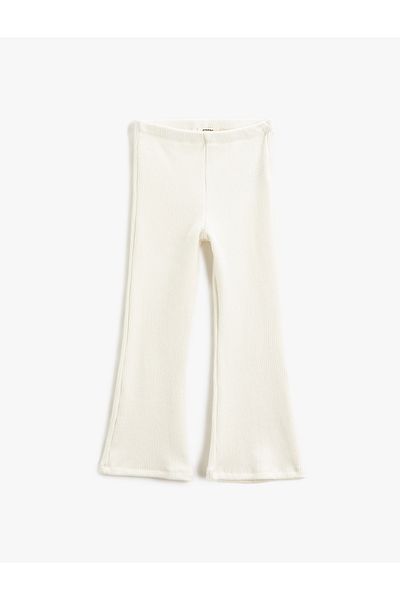 Koton Basic Ribbed Flared Trousers High Waist Elastic Waist
