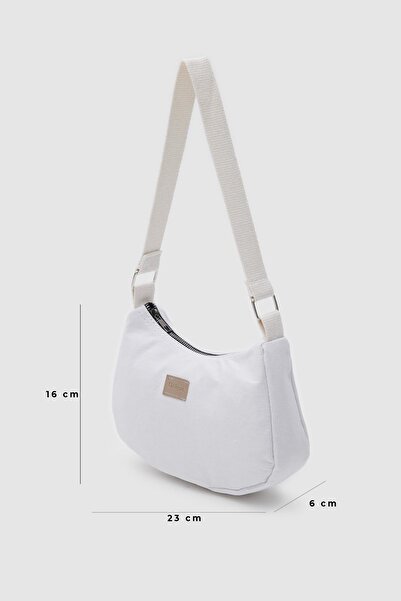 Cosmomiss White K24 Zippered Closure Baguette Women's Casual Hand and Shoulder Bag B:16 E:23 W:6
