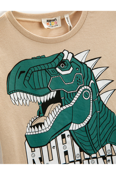 Koton Tričko s krátkým rukávem Crew Neck Dinosaur Printed